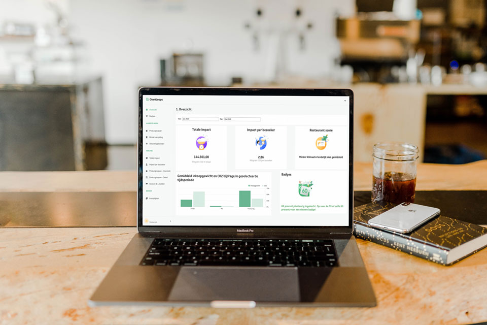 Klimaatimpact tool op scherm laptop