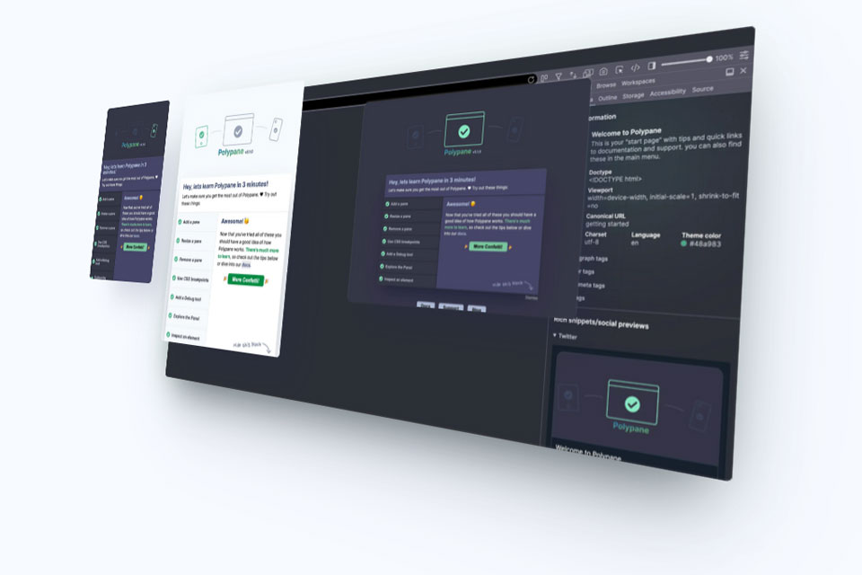 webbrowser van Polypane op scherm