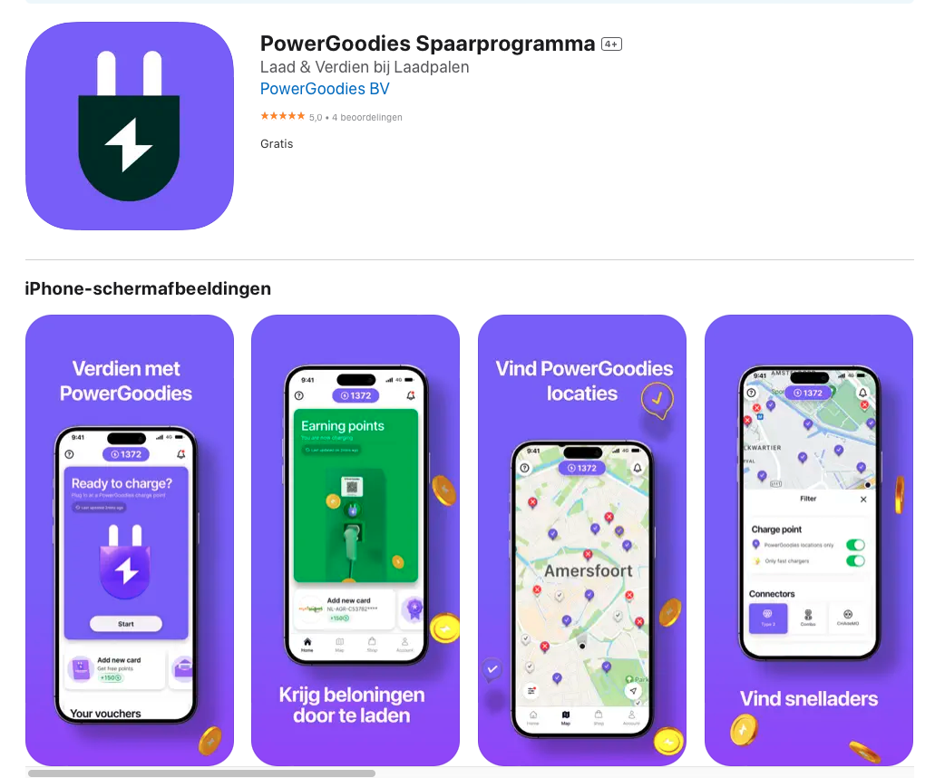 Beloning- en Spaarsysteem voor bewust en sociaal auto's laden - PowerGoodies BV